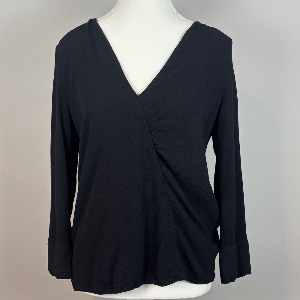 Ba&sh Black Crepe V-neck Open Back Blouse Women's SZ 1/ SM Clean Girl Designer